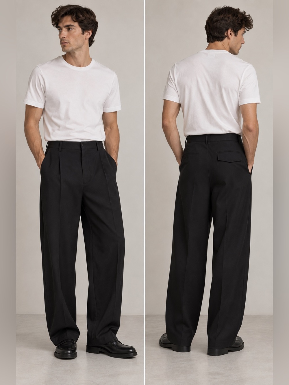 NWOT ASOS DESIGN Black Baggy Fit Tailored Dress Pants W32 L30